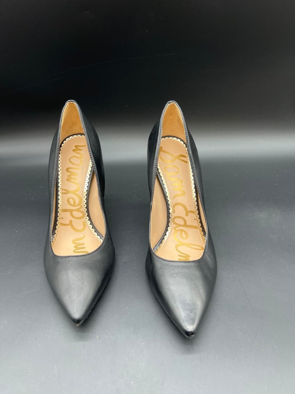 Sam Edelman Pointed Toe Heel Pumps Black Leather Size 6 1/2  #007